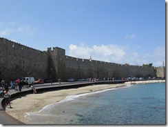 Walls of Rhodes along the harbor